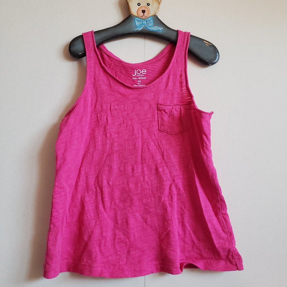 4/$20 bright pink Joe Fresh racerback Swing Tank pocket Girls, size S 6-7